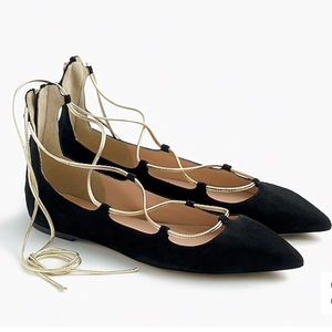 Jcrew Suede lace-up flats - New in box